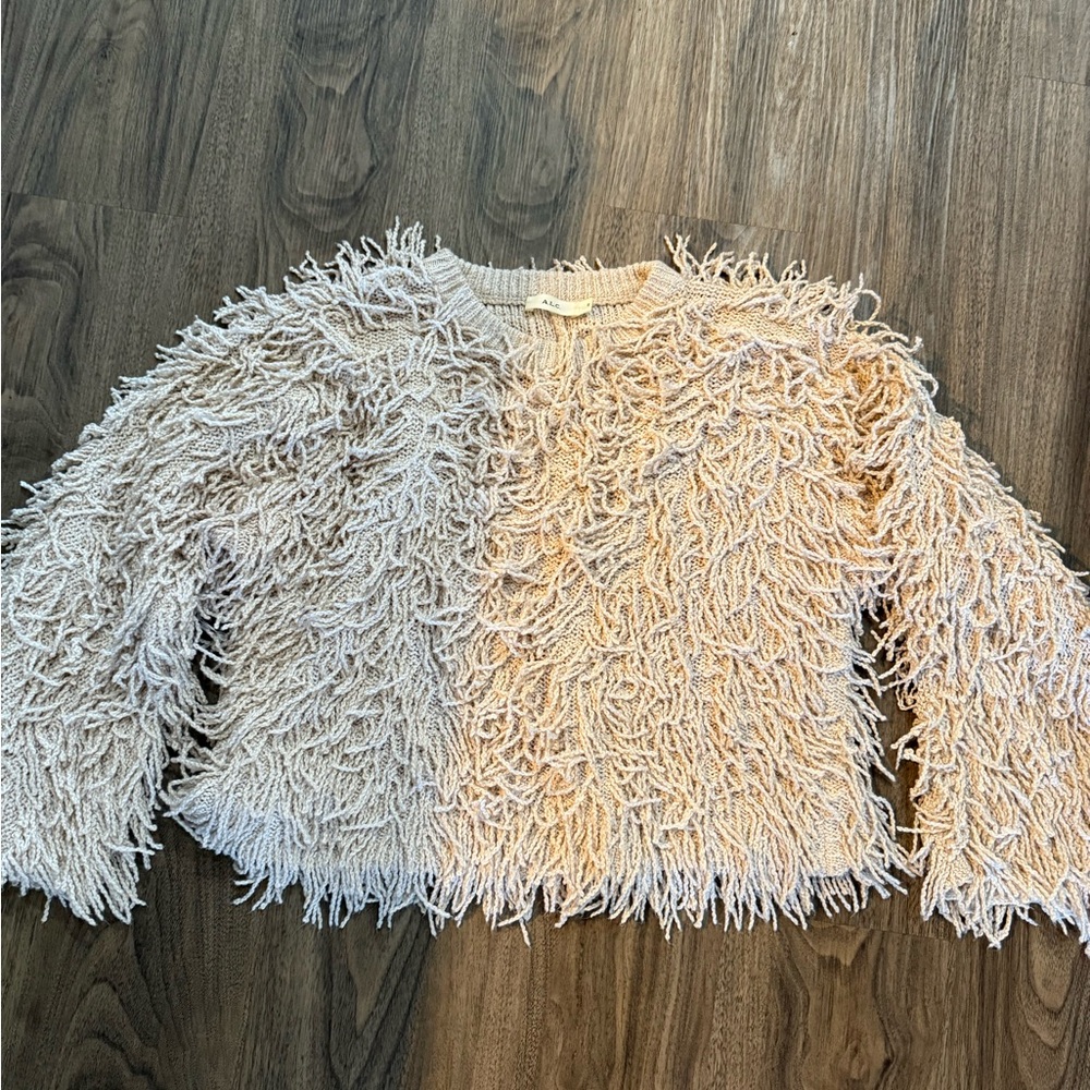 A.L.C Shaggy Cropped Cream Sweater